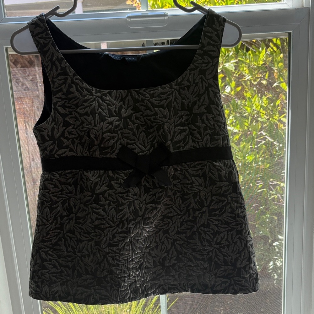 Behnaz Sarafpour Black and Gray Leaf Pattern Tank Top